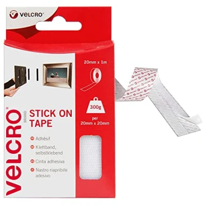 Image of VELCRO Brand VEL60210 Stick On Hook and Loop Fasteners Perfect for Home or Office 20mm x 1m Tape White