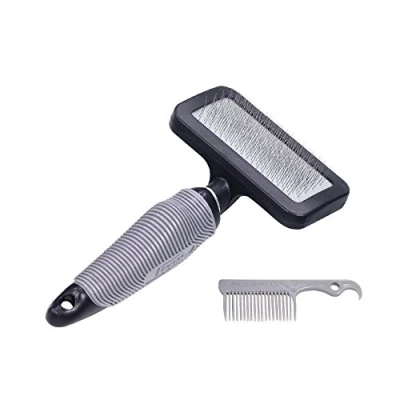 Image of Nobby Starline Professional Grooming Range Slicker Brush with Cleaning Comb for Dog/ Cat, Medium