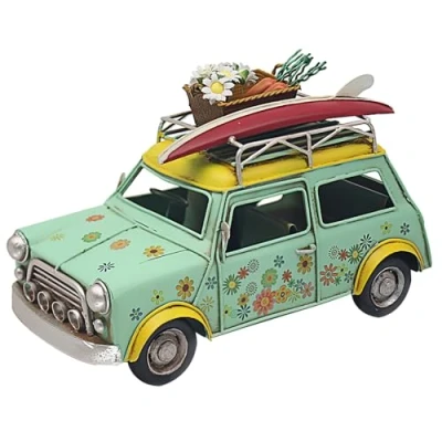 Image of Lesser &amp; Pavey Ornament, Metal, Vintage Car Floral, One Size
