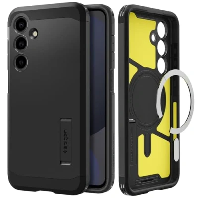 Image of Spigen Tough Armor MagFit Phone Case for Samsung Galaxy S24 FE [MagSafe Compatible] [Military Grade Drop Protection] Black