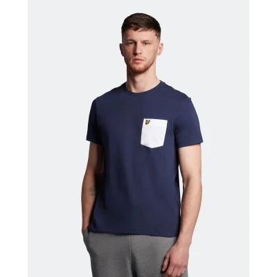 Image of Lyle &amp; Scott Contrast Pocket T Shirt Navy/White XL