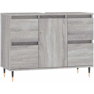 Image of vidaXL Bathroom Cabinet Grey Sonoma 80x33x60 cm Engineered Wood
