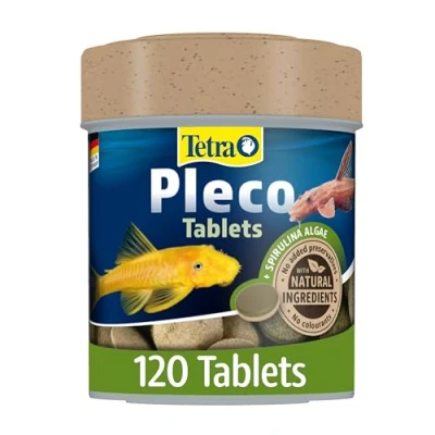 Image of Tetra Pleco Fish Food, Complete Food for All Herbivorous Bottom Feeding Fish, 120 Tablets