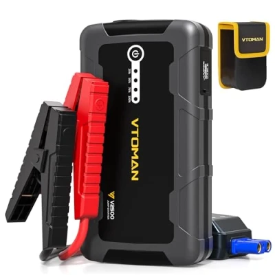 Image of VTOMAN V2500 2500A Jump Starter Power Pack Portable 12V Car Battery Booster with Leads(Up to 8.0L Gas or 6.0L Diesel Engine), LED Flashlight, Quick Charge, 15V DC Port