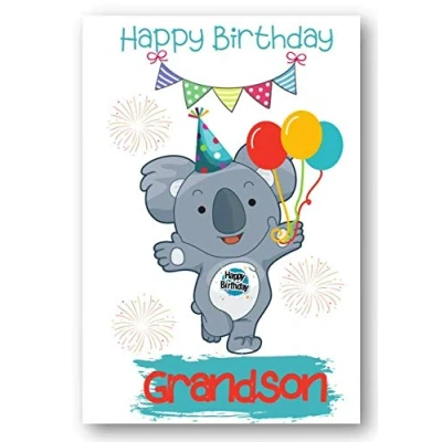 Image of Second Ave Grandson Children&#039;s Kids Koala Bear Birthday Card For Him Greetings