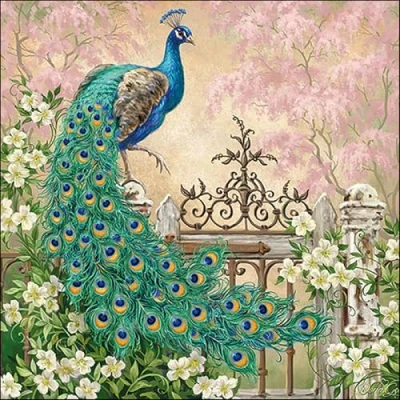 Image of Ambiente Pack of 20 33x33cm Napkins Noble Peacock