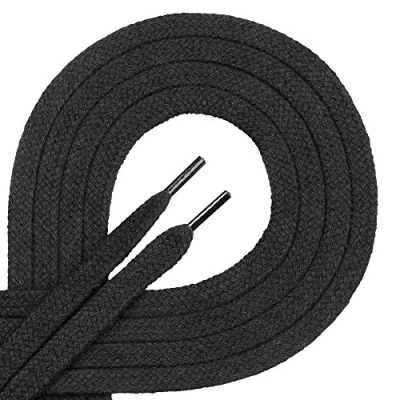 Image of Di FICC Hiano 1 Pair Shoe Laces Flat 7.0 mm Wide, Black Black, 100 cm
