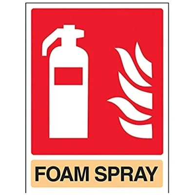 Image of V Safety Foam Spray Fire Extinguisher Sign 150mm x 200mm Self Adhesive Vinyl