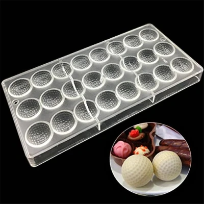 Image of VAK 24 Holes Golf Shaped Baking Pastry Tools Polycarbonate Chocolate Moulds, Plastic Mold Tray Bakeware Pan Candy Dessert Ice Molds 14.5 x 28 2.5cm