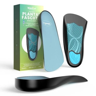 Image of Welnove Plantar Fasciitis Relief Insoles 3/4 Anti Slip &amp; Arch Support Inserts Heel Cups Orthotic Cushions Women&#039;s 3.5 7.5，Men’s 5 7
