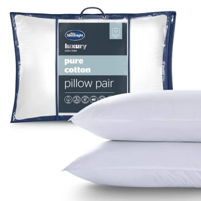 Image of Silentnight Egyptian Cotton Pillow Pair, White, 74 x 48 8 cm
