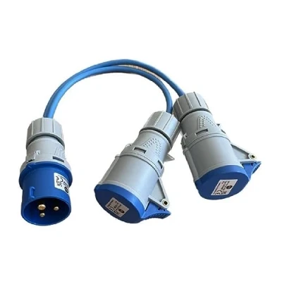 Image of K M Electronics 16A PLUG TO 2 X SOCKETS WAY SPLITTER CARAVAN CAMPING MAINS HOOK UP 240V