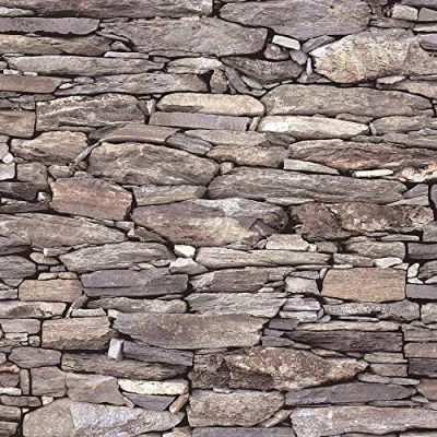 Image of Brick Effect Wallpaper Slate Stone Rustic Weathered Realistic 3D Beige Debona