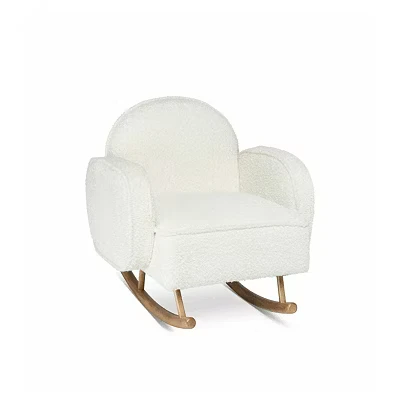 Image of Tutti Bambini Micah Mini Me Kids Rocking Chair Co ordinated Bouclé for Toddler, Rounded Backrest &amp; Rubberwood Bars, Toddler Rocker from 3 to 6 years (Fresh Cream)