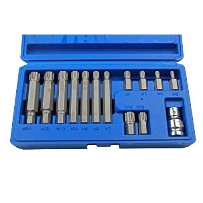 Image of US PRO Tools 14pc 1/2&quot; DR Ribe Socket Bit Set M5 M14 with Adapter 2238