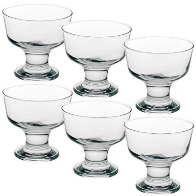Image of 2/4/6 Ice Cream Sundae Dessert Cocktail Fruit Pudding Glass Bowl Dish Stand Set (6)