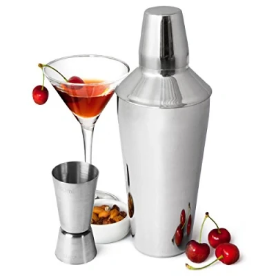Image of bar@drinkstuff Manhattan Martini Cocktail Shaker Set Steel Making Kit with Jigger Measure