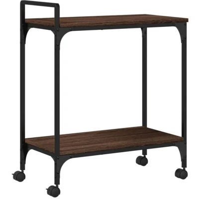 Image of vidaXL Kitchen Trolley Brown Oak 60.5x31x72.5 cm Engineered Wood