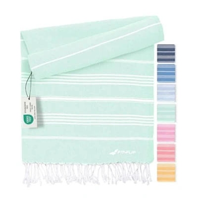 Image of Fit Flip hammam towel beach XXL made from 100% recycled cotton Quick drying Turkish towels, fouta, pestemal towels ideal as a blanket Aqua 200x200cm Sultan