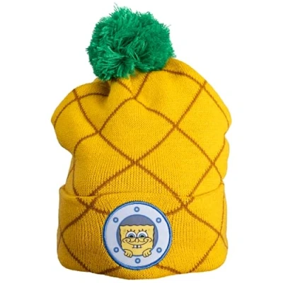 Image of Mad Engine Spongebob Squarepants Pineapple House with Pom Cuffed Beanie Hat Multicolor, One size