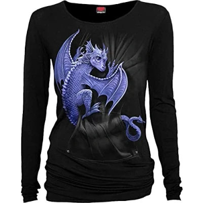 Image of Spiral Womens F440 Tops Long Sleeve T Shirt, Black, XL UK