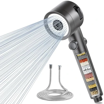 Image of Magichome Filter Shower Head and Hose 1.5M, 20 Layer Filtration Universal with 3 Modes, Water Saving High Pressure Hard for Residual Chlorine Remove