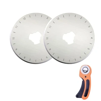 Image of 45 mm Rotary Cutter Blades, 2PCS Blades Perforating Replacement Blade with Plastic Box for Cutting Crafting