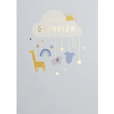 Image of Paperlink Birth of new baby Grandson congratulations card greeting On the arrival your Grandson/for grandparent, grandparents