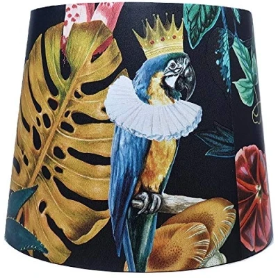 Image of Tropical Parrot Lampshade Light Shade Chameleon Jungle Palm Leaf Botanical Bedroom Accessories Gifts Wonderland Black (Ceiling Fitting)