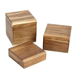 Image of Olympia Acacia Riser Blocks 50/100/150mm Heavy Duty, Sturdy, Durable, Stylish Hotel Restaurant Buffet Service Food Pastry Display Stand Set of 3