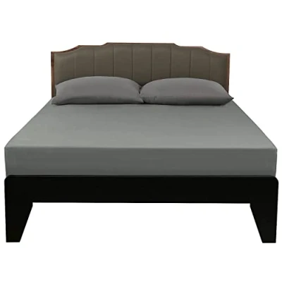 Image of Lirex Fitted Sheet, Double Size 100% Egyptian Cotton 300 Thread Count Soft Breathable Dark Grey