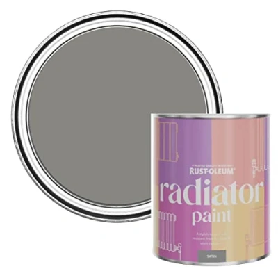 Image of Rust Oleum Grey Heat Resistant Radiator Paint in Satin Finish Art School 750ml