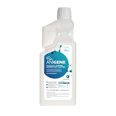 Image of ANIGENE Surface Disinfectant Cleaner (1 Litre Unfragranced) Solution For Use Around Animals &amp; Pets, Kills Bacteria, Viruses, Fungi Yeast Non Corrosive In Made The UK