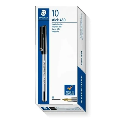Image of STAEDTLER Stick 430 M 9 Ballpoint Pen Medium Black (Box of 10)