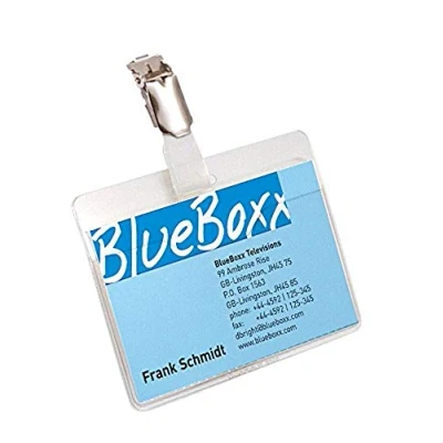 Image of Durable Visitor Name Badge 60 x 90 mm Transparent Pack of 5 Badges Ideal for Events and Management