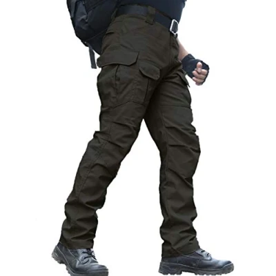 Image of zuoxiangru Men&#039;s Water Resistant Trousers Relaxed Fit Tactical Combat Army Cargo Work Pants with Multi Pocket (#56 Black, Tag S)