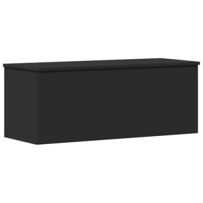 Image of vidaXL Storage Box Black Engineered Wood Blanket Chest 90x35x35 cm Versatile Use: Coffee Table, Side Table Easy Open/Close Ample Space for Clothing, Blankets, Toys