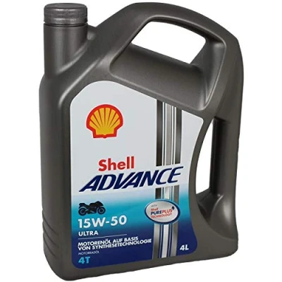 Image of Shell 13510020 Advance Ultra 4T 15W 50 Motorcycle Oil, 4L