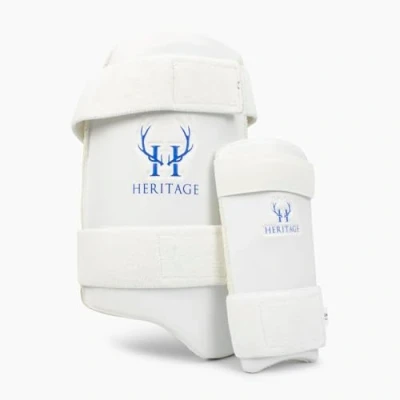 Image of HERITAGE ApexGuard Pro Cricket Arm Pad &amp; Thigh Guard Set Towel Cotton Padded Linining Protection for Youth Junior Adult