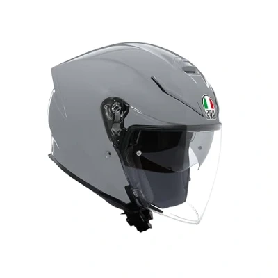 Image of AGV K5 Jet EVO E2206, Unisex Motorbike Helmet, Carbon and Glass Fibre Open Face Motorcycle with Scratch Resistant Anti UV Visor, Nardo Grey, S