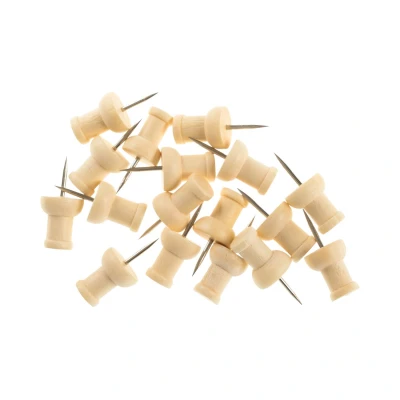 Image of Bi Office Earth Wooden Pins for Cork Board or Felt Pack of 20