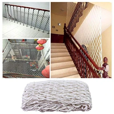 Image of cat Safety Net,Pet Anti fall Protective Netting, net Toy Safe Banister Railing Mesh Guard for Balcony Window Stairs Child Net,Home Safe(Size:2x2m(6.6x6.6ft),Color:Hemp Rope)