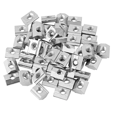 Image of T Bolts for Track, 3030 Extrusion Nut M6, Nuts 50Pcs Slot Hammer Head Fastener Carbon Steel Sliding Block Square EU Type 20/30 M4/ M5/ M6 Thread Alumin