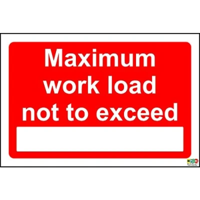 Image of Maximum Work Load Exceed Sign Self Adhesive Sticker 150mm x 100mm