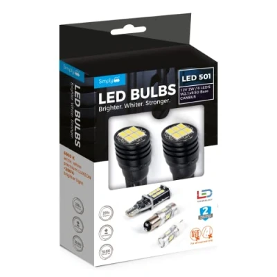 Image of Simply Auxiliary LED Bulbs, Arctic White Premium Luxeon +200% Brighter 6000K 12V 2W Whiter Stronger