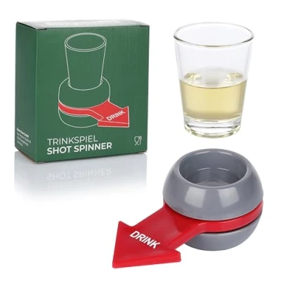 Image of FunX shot Spinner party game Fun bottle spinning with glass and arrow drinking for parties, Stag cosy get togethers 2cl filling quantity