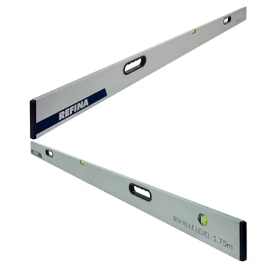Image of REFINA 5&#039;9inch (1.75m) Box Rule Level with 2 Handle Grips, Horizontal Vertical Spirit Vials 100 by 18mm Slim Section Profile for Walls, Floors Lightweight Durable Aluminium Construction
