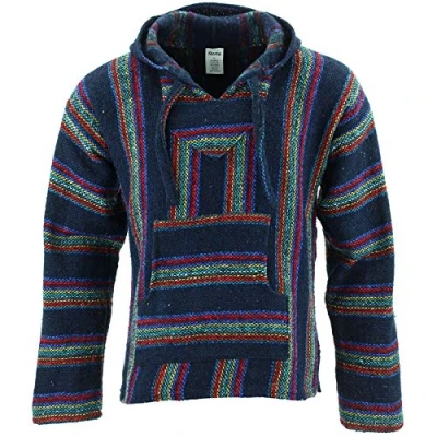 Image of Siesta Mexican Baja Jerga Hoody Deep Blue Stripe (Medium)