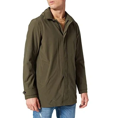 Image of Scotch &amp; Soda Men&#039;s Waterproof Taped Seam Trench Parka in Recycled Polyester Coat, Jungle 0555, L