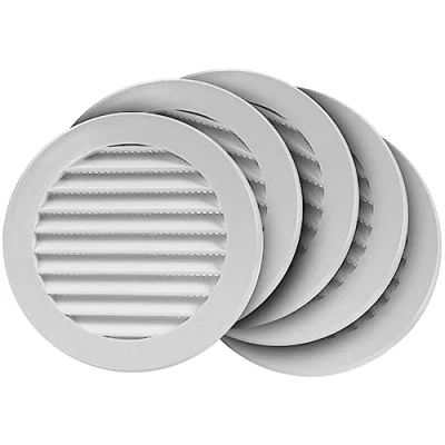 Image of 5 Pack 5&#039;&#039; Inch / 125 mm Plastic Vent Cover White Round Soffit Exhaust Ventilation Louver Air Inlet Grille Built in Screen Mesh HVAC